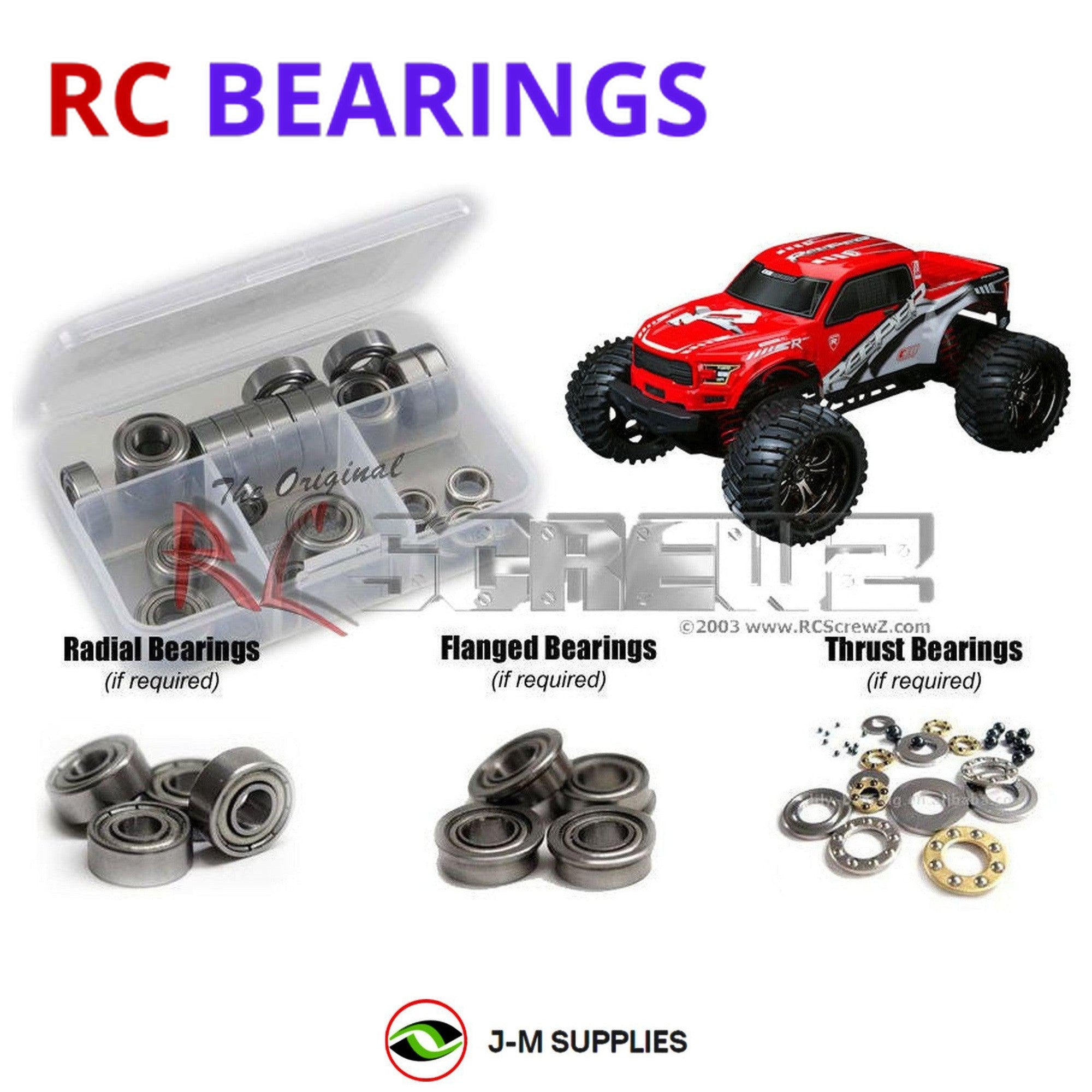 RCScrewZ Metal Shielded Bearing Kit cen027b for CEN Racing Reeper 1/7th #9518/20 - Picture 1 of 12