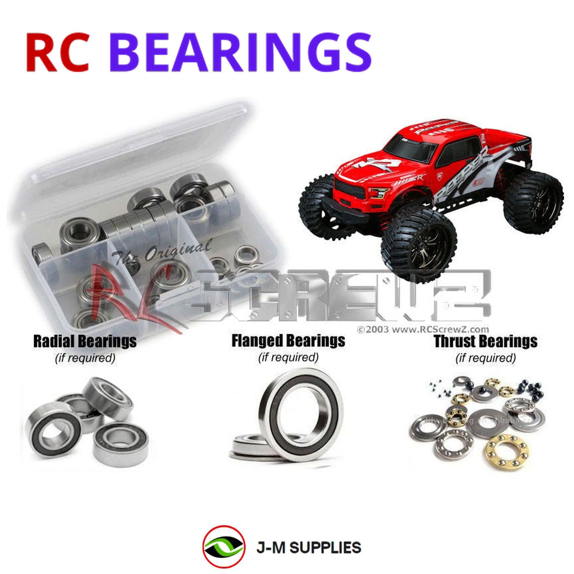 RCScrewZ Rubber Shielded Bearing Kit cen027r for CEN Racing Reeper 1/7th 9518/20 - Picture 1 of 12