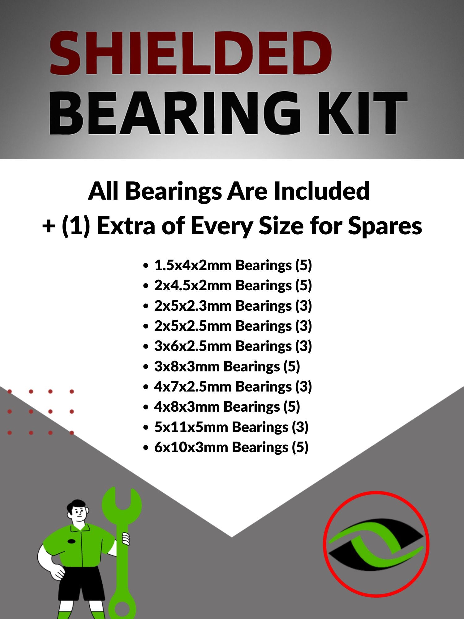 RCScrewZ Metal Shielded Bearings alg033b for Align 450 Pro/Plus DFC Heli | SET - Picture 2 of 12