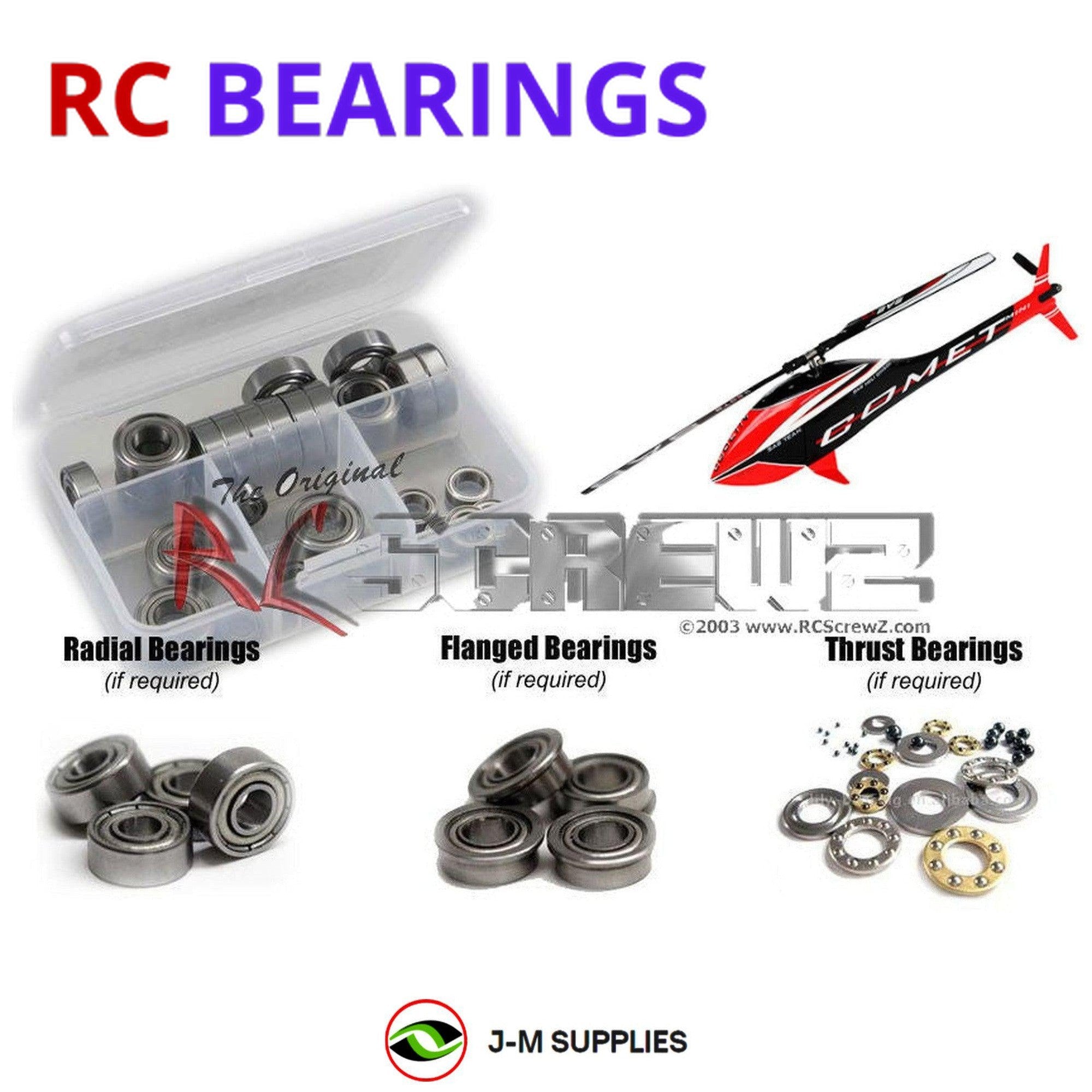 RCScrewZ Metal Shielded Bearing Kit gob008b for Goblin 280 Mini Comet Heli - Picture 1 of 12