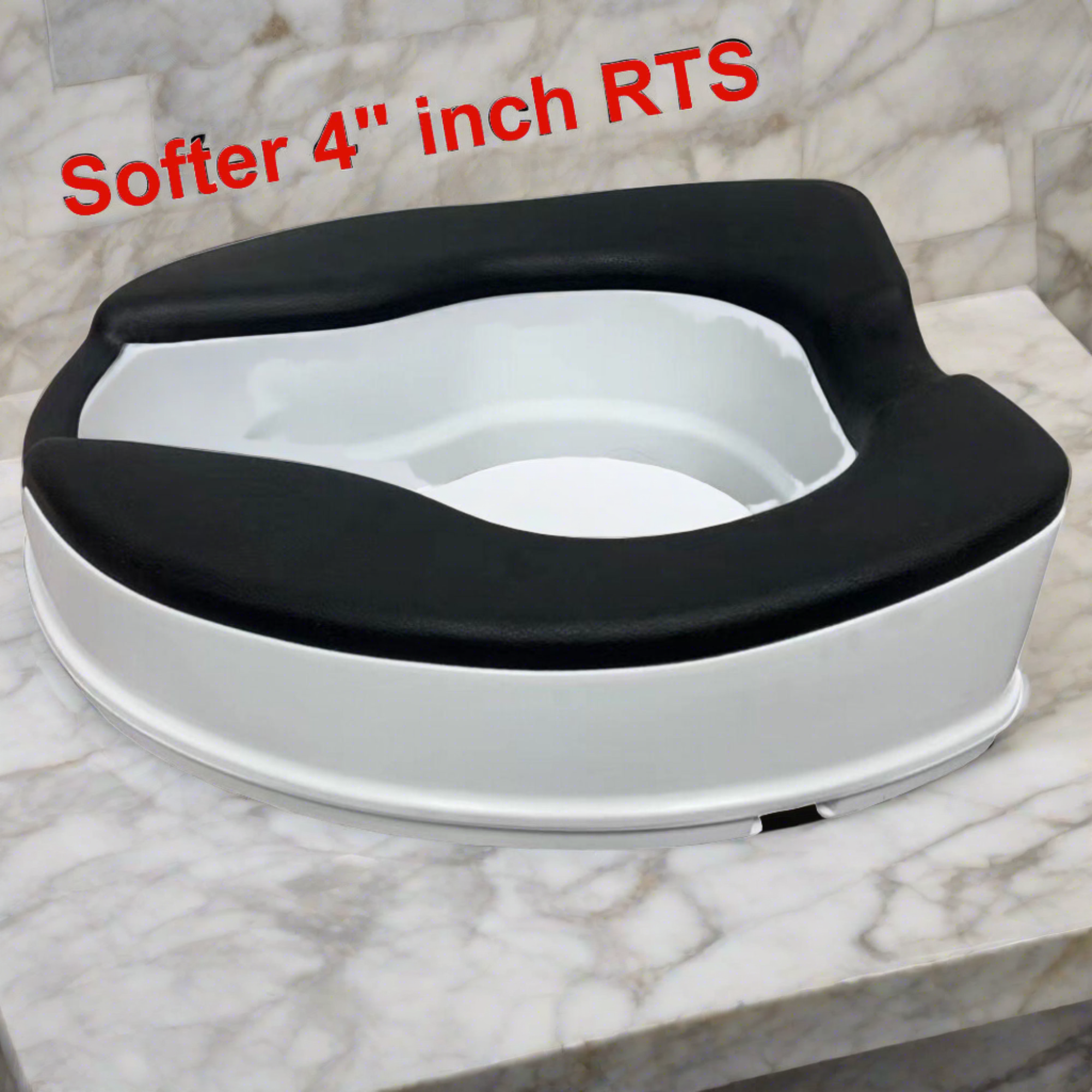 MOBB Healthcare 4-inch Raised Toilet Seat - Softer Black Padded, 350lbs, White - Picture 8 of 12