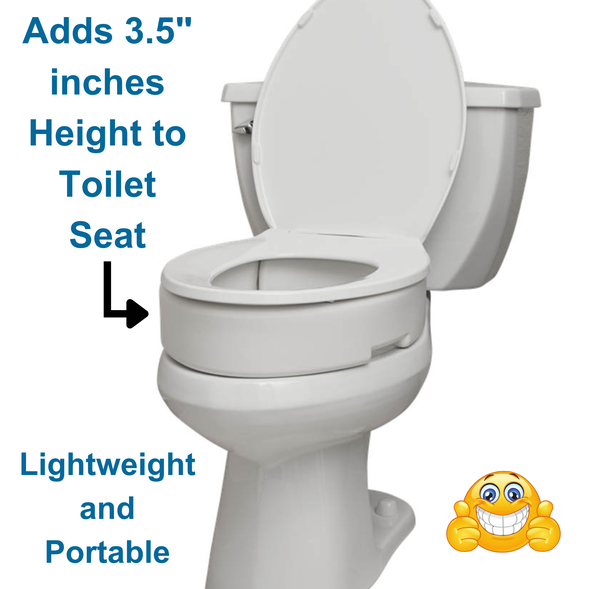 Rhythm Healthcare Hinged Raised Toilet Seat, 3.5" inch, Fits Standard, Portable - Picture 8 of 12