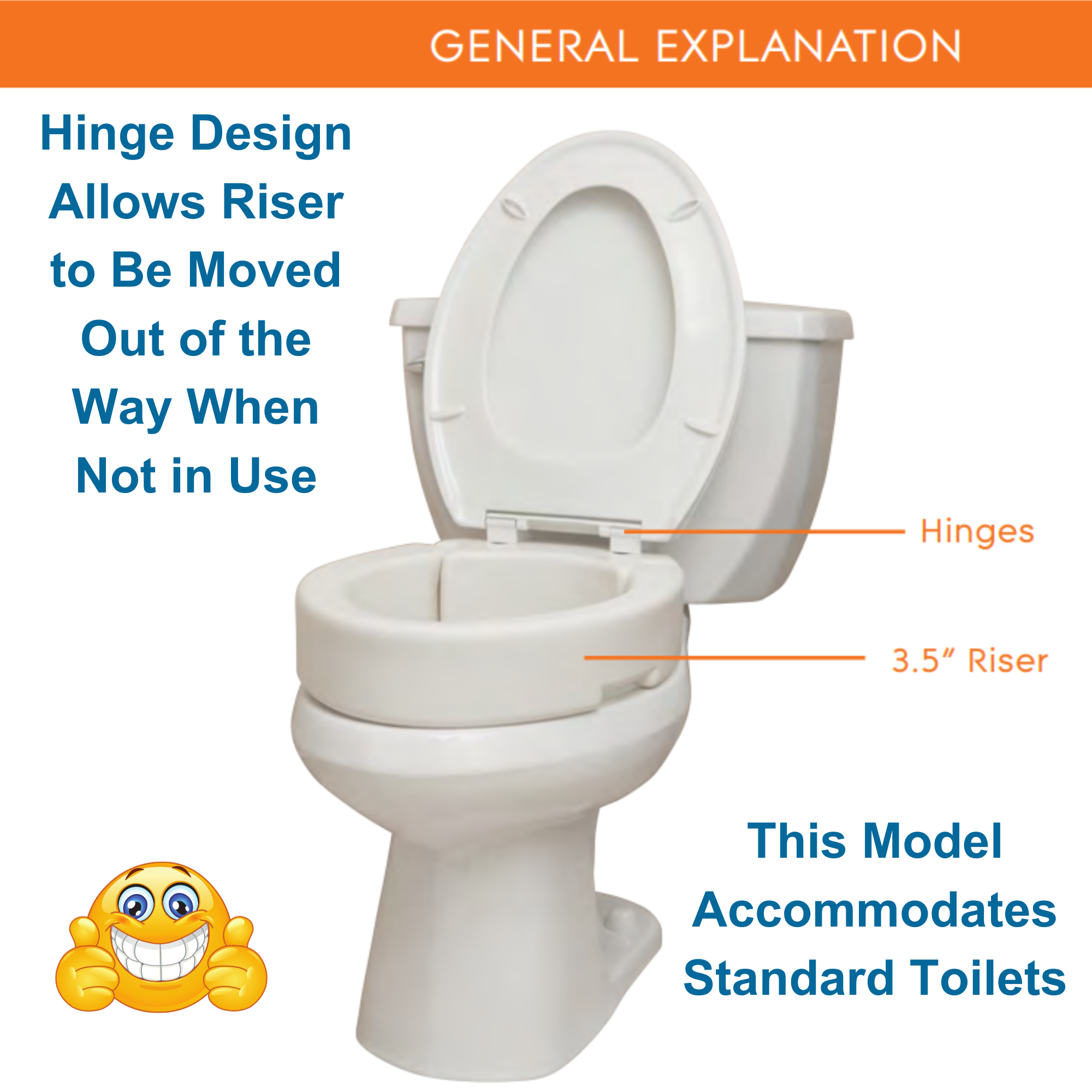 Rhythm Healthcare Hinged Raised Toilet Seat, 3.5" inch, Fits Standard, Portable - Picture 10 of 12