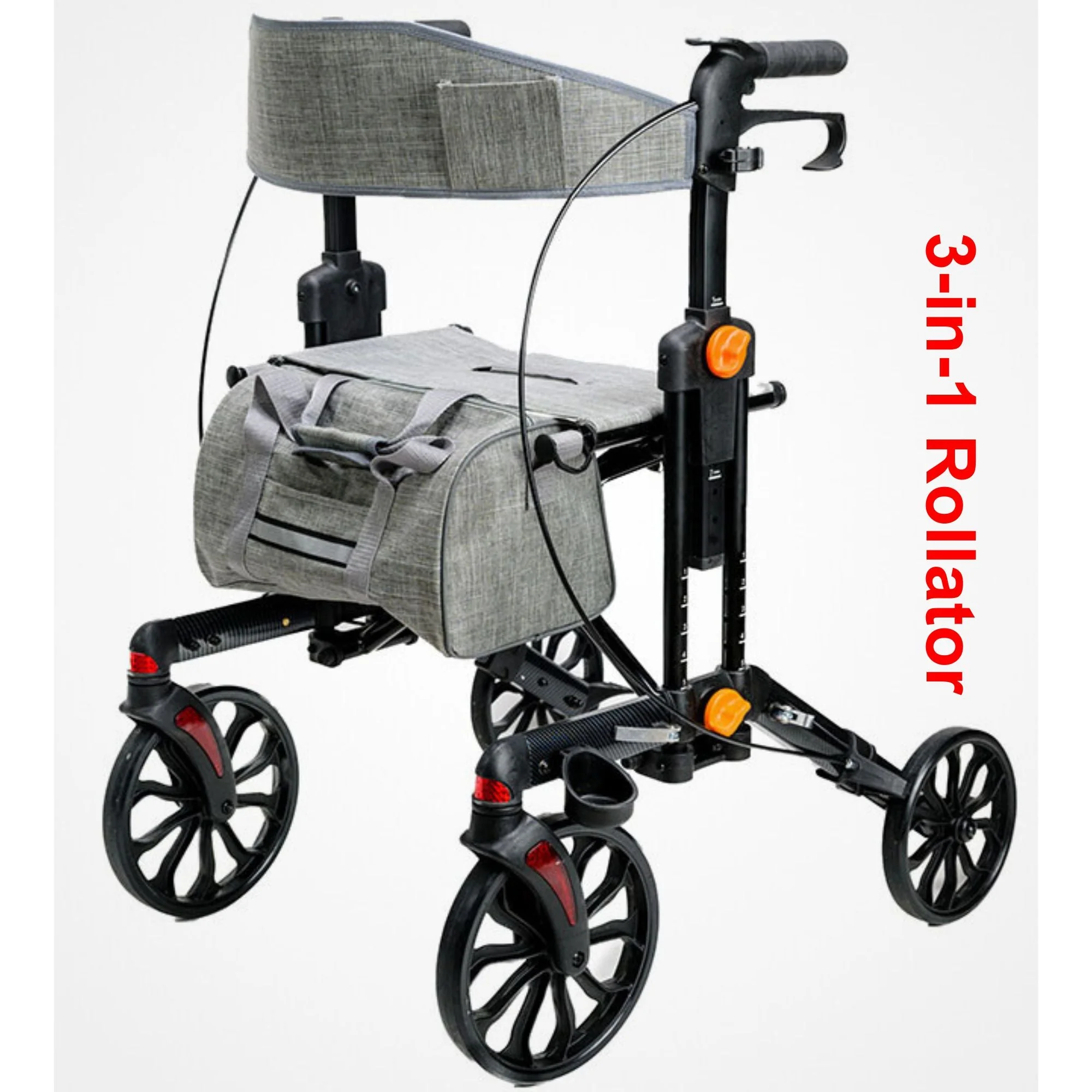MOBB Stride 3-in-1 Deluxe Rollator, Side-Folding, Multi-Height, Adjustable Black - Picture 1 of 12