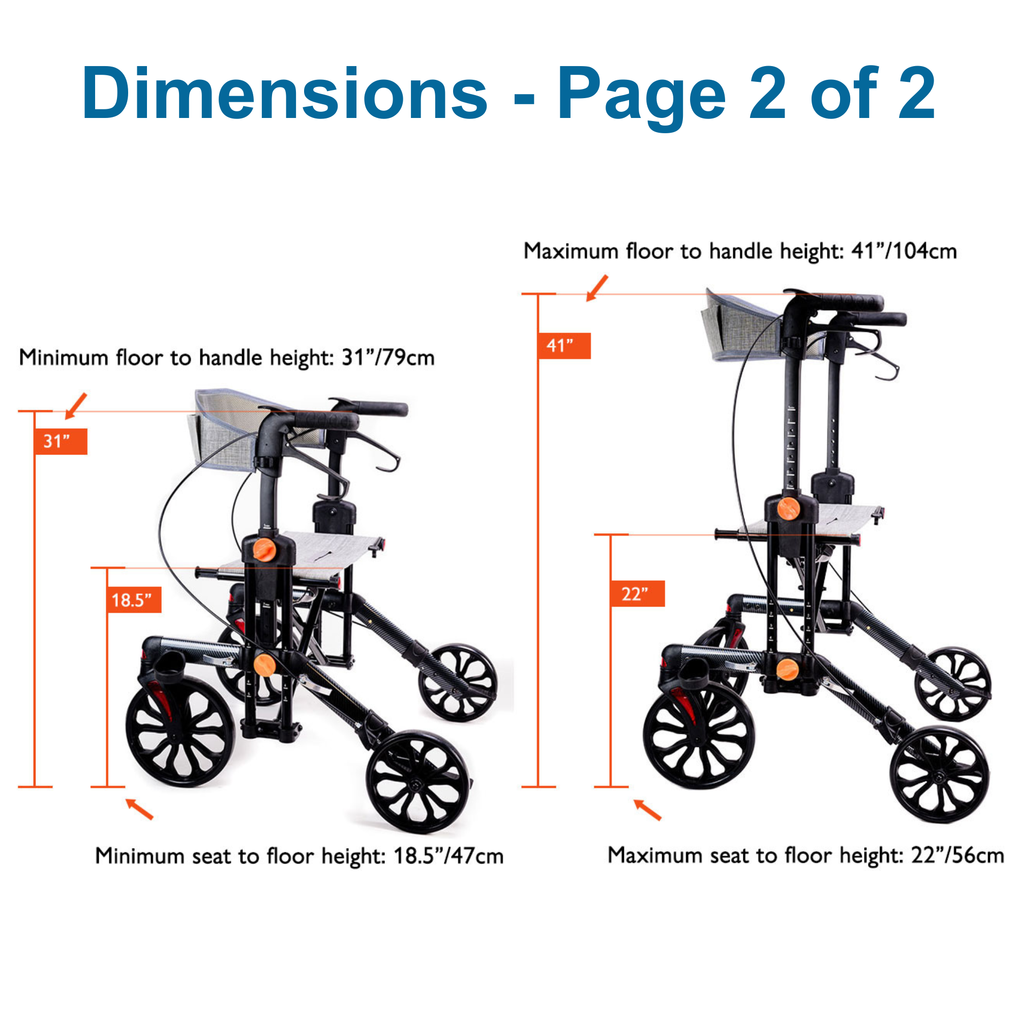 MOBB Stride 3-in-1 Deluxe Rollator, Side-Folding, Multi-Height, Adjustable Black - Picture 12 of 12