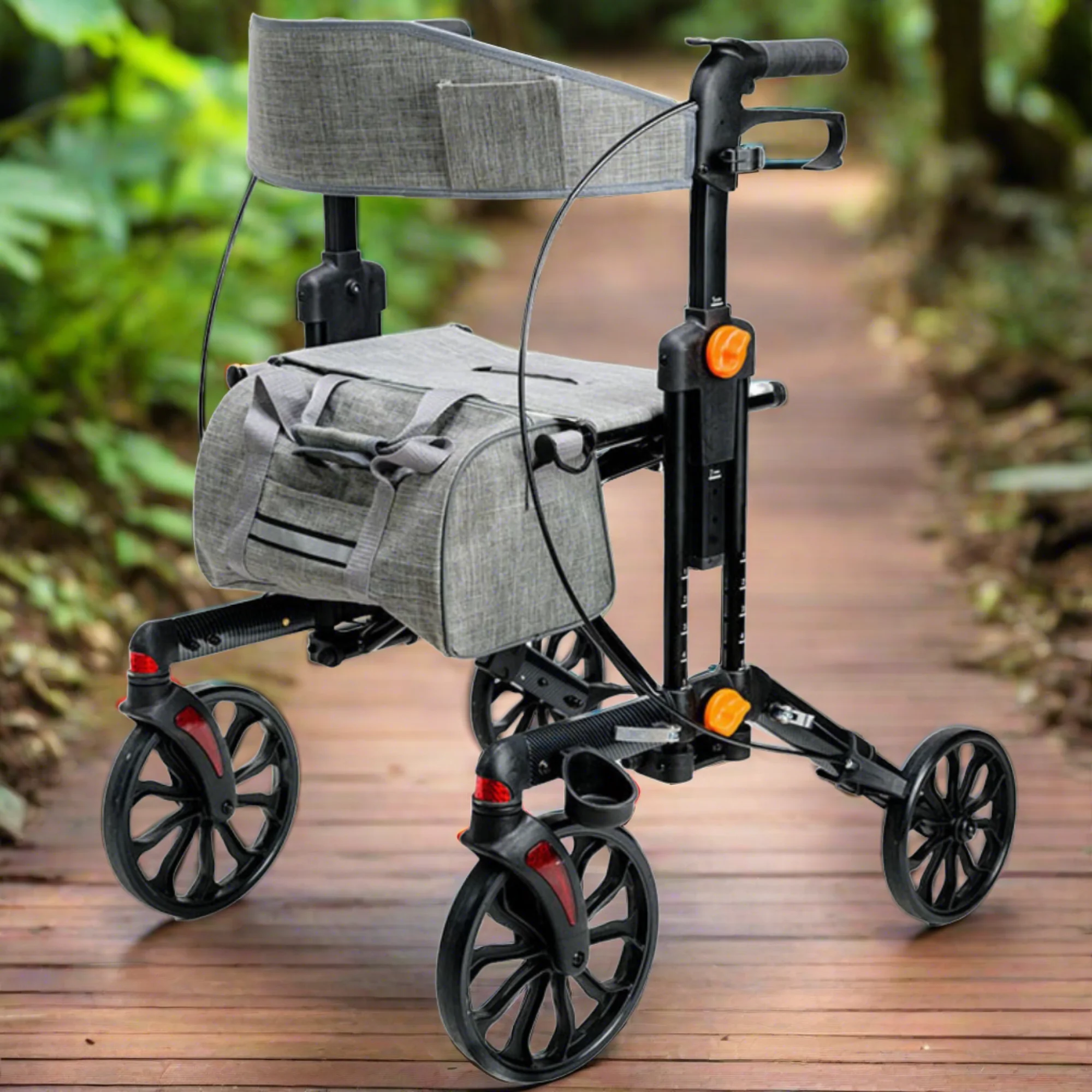 MOBB Stride 3-in-1 Deluxe Rollator, Side-Folding, Multi-Height, Adjustable Black - Picture 3 of 12