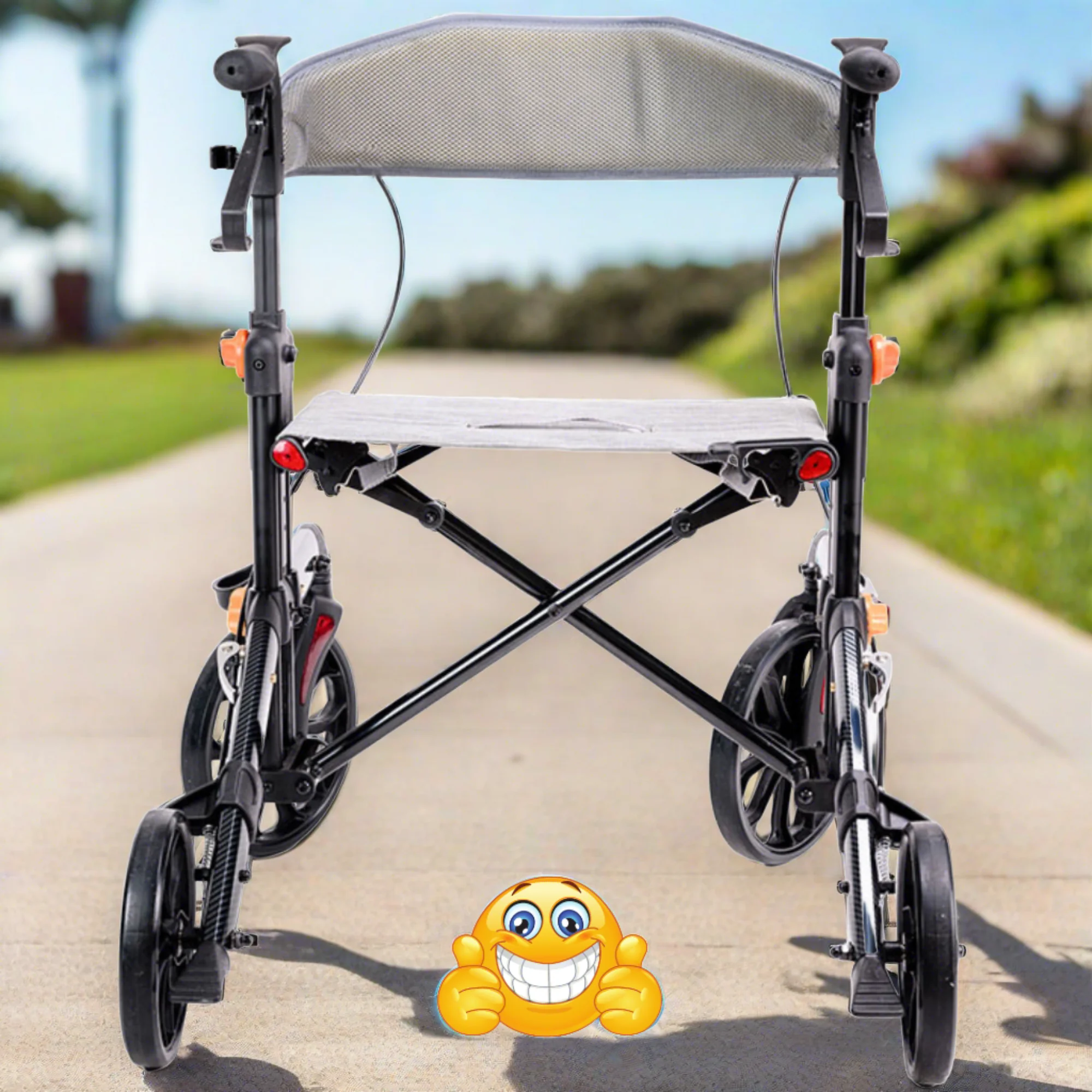 MOBB Stride 3-in-1 Deluxe Rollator, Side-Folding, Multi-Height, Adjustable Black - Picture 4 of 12