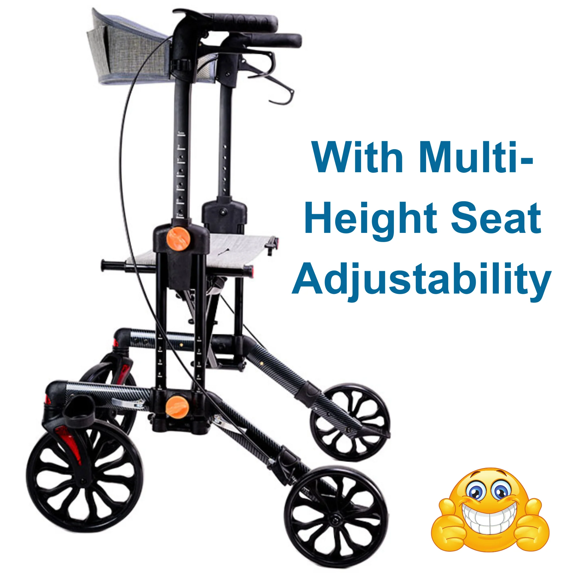 MOBB Stride 3-in-1 Deluxe Rollator, Side-Folding, Multi-Height, Adjustable Black - Picture 9 of 12