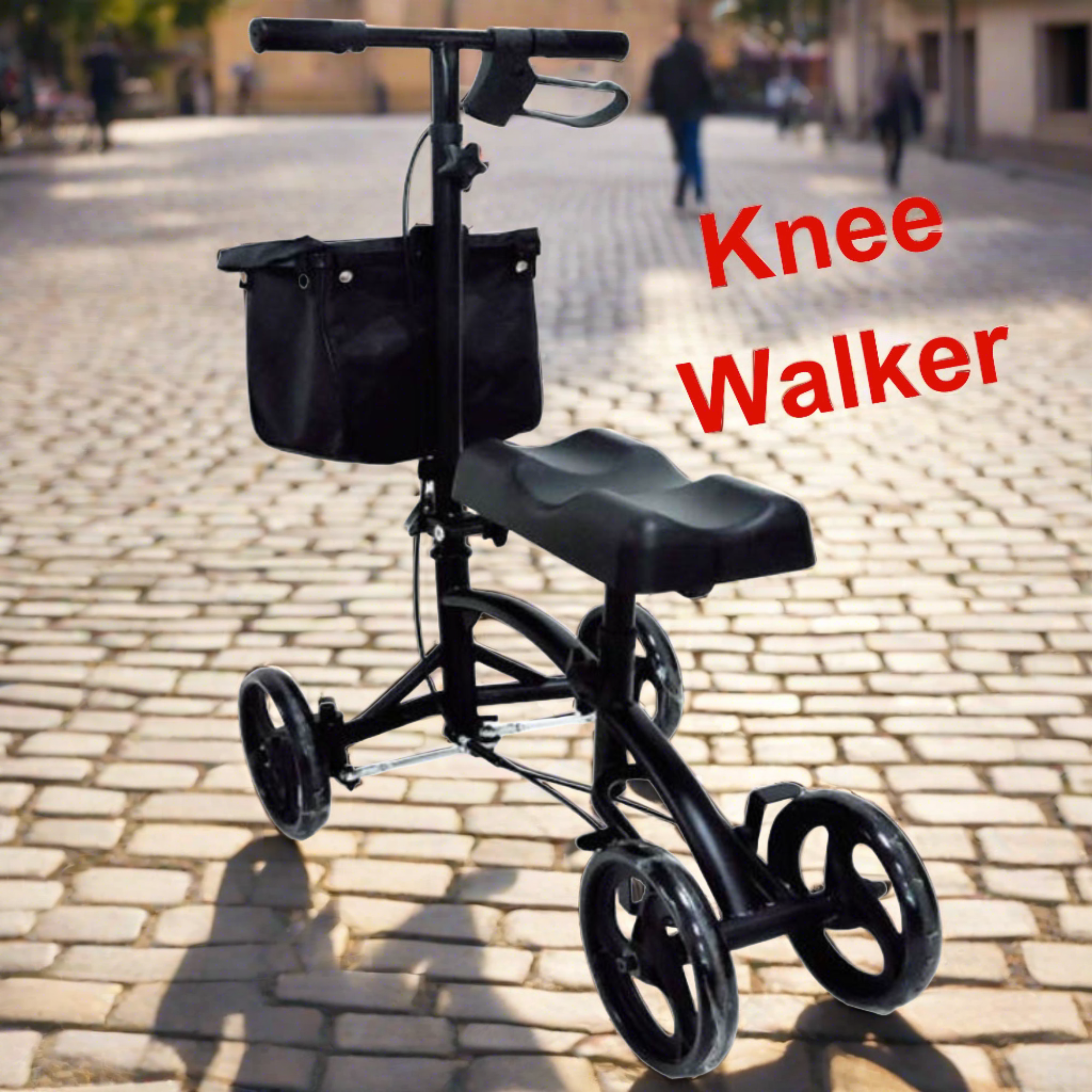 MOBB Knee Walker - Steerable, Padded, Steel, Surgery Recovery, 350lbs, Black - Picture 11 of 12