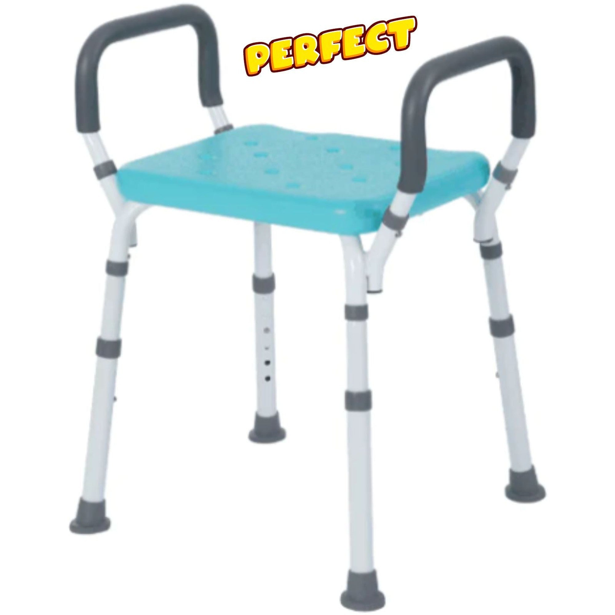 Rhythm Healthcare Adjustable Shower Bench - Mint, Padded Arms, Aluminum, 300 lbs - Picture 1 of 12