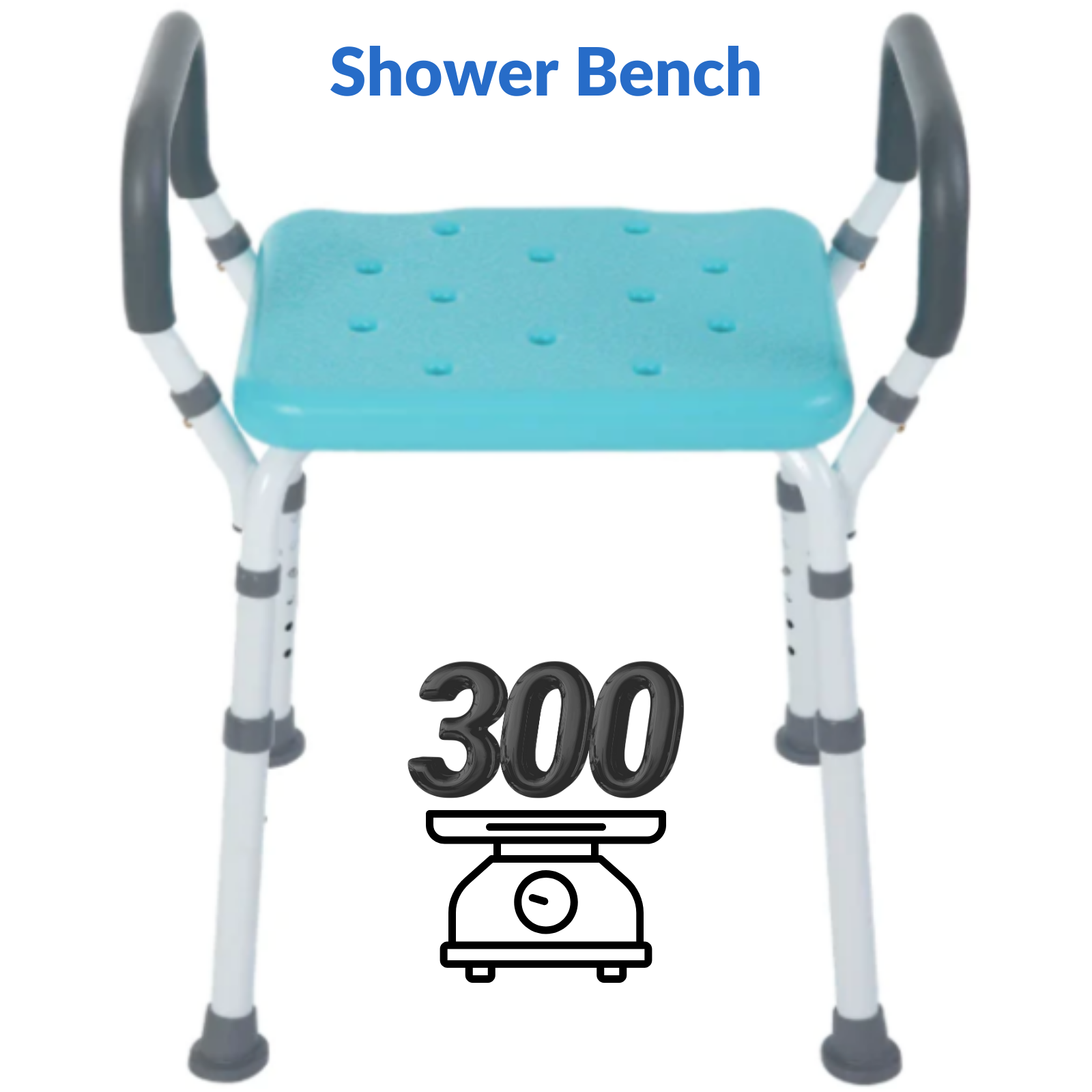 Rhythm Healthcare Adjustable Shower Bench - Mint, Padded Arms, Aluminum, 300 lbs - Picture 2 of 12