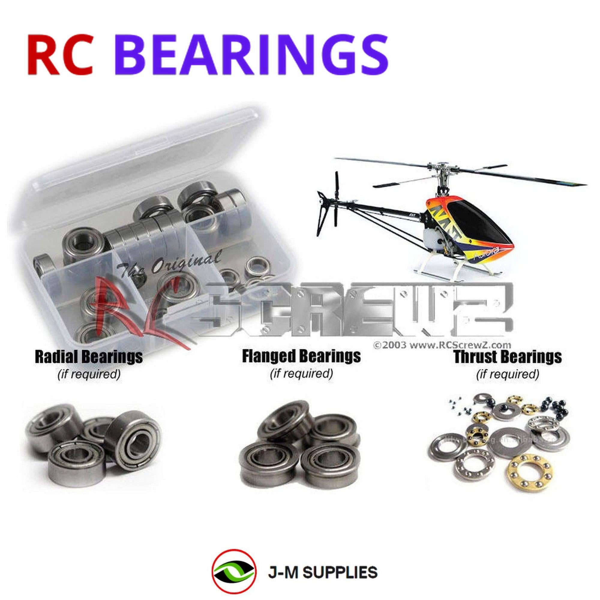 RCScrewZ Metal Shielded Bearing Kit ava001b for Avant Aurora 90 Nitro Heli - Picture 1 of 12