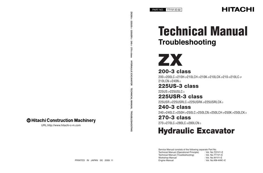 Hitachi ZX210-3 ZX210LC-3 Excavator Troubleshooting Schemes
