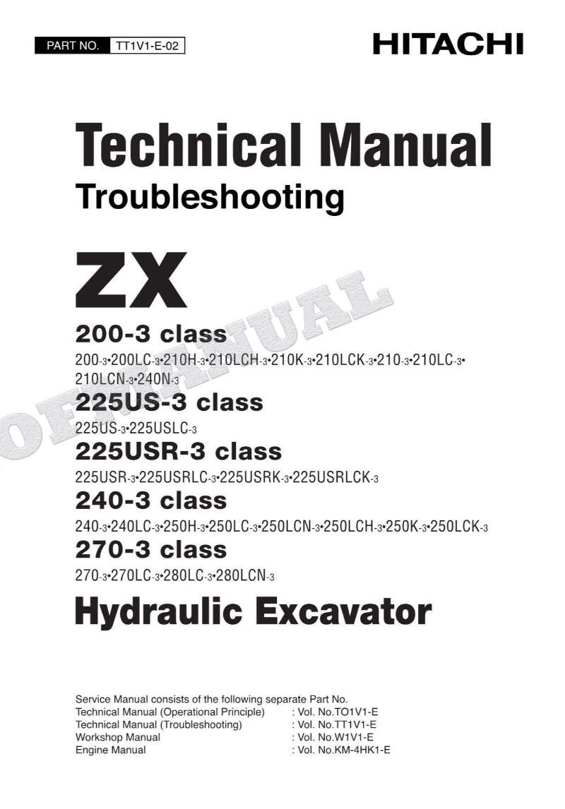 Hitachi ZX225US-3 ZX225US-3 Excavator Troubleshooting Schemes