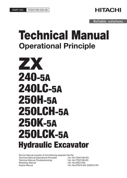 Hitachi ZX240-5A ZX240LC-5A ZX250H-5A Excavator Operat Principle