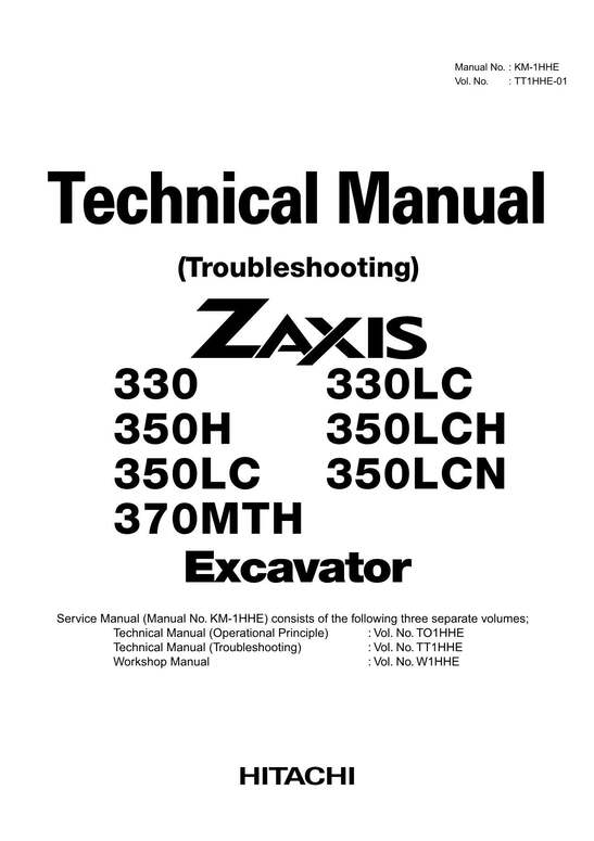 Hitachi ZX350LC ZX350LCN ZX370MTH Excavator Troubleshooting