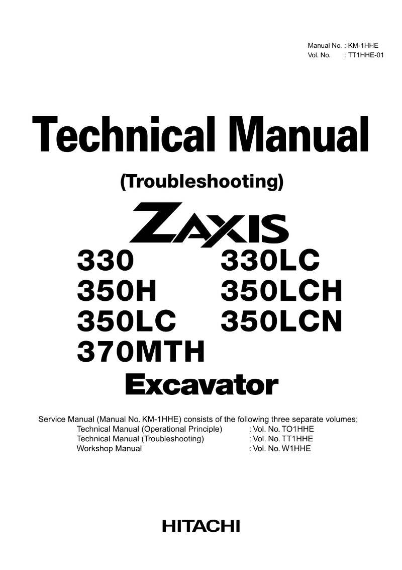 Hitachi ZX350LC ZX350LCN ZX370MTH Excavator Troubleshooting