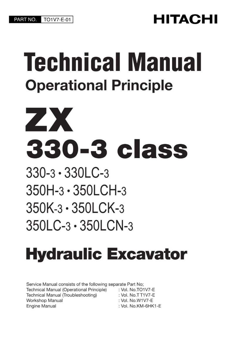Hitachi ZX330-3 Class 330-3 330LC-3 Excavator Operat