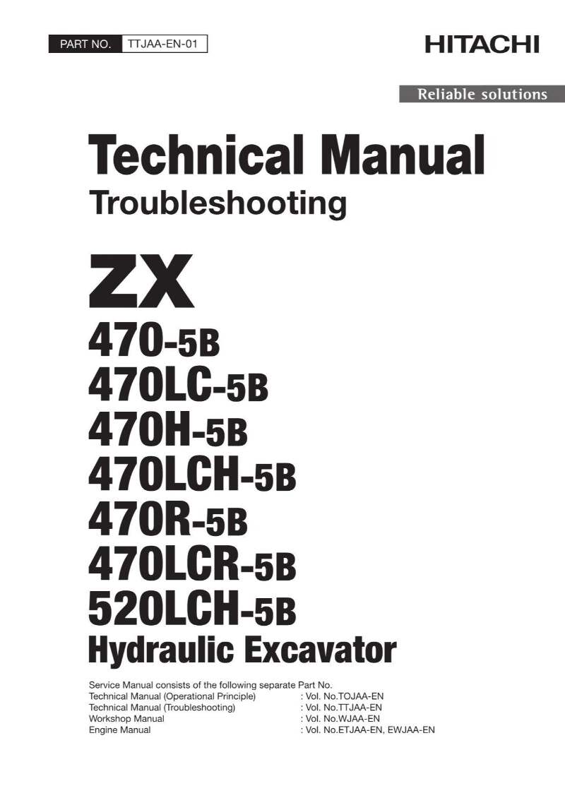 A Hitachi ZX470LCH-5B ZX470R-5B Excavator Troubleshooting