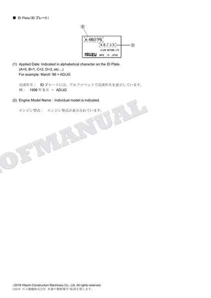 HITACHI ZX70-3 ZX75US-3 ZX75UR-3 Excavator ISUZU Engine