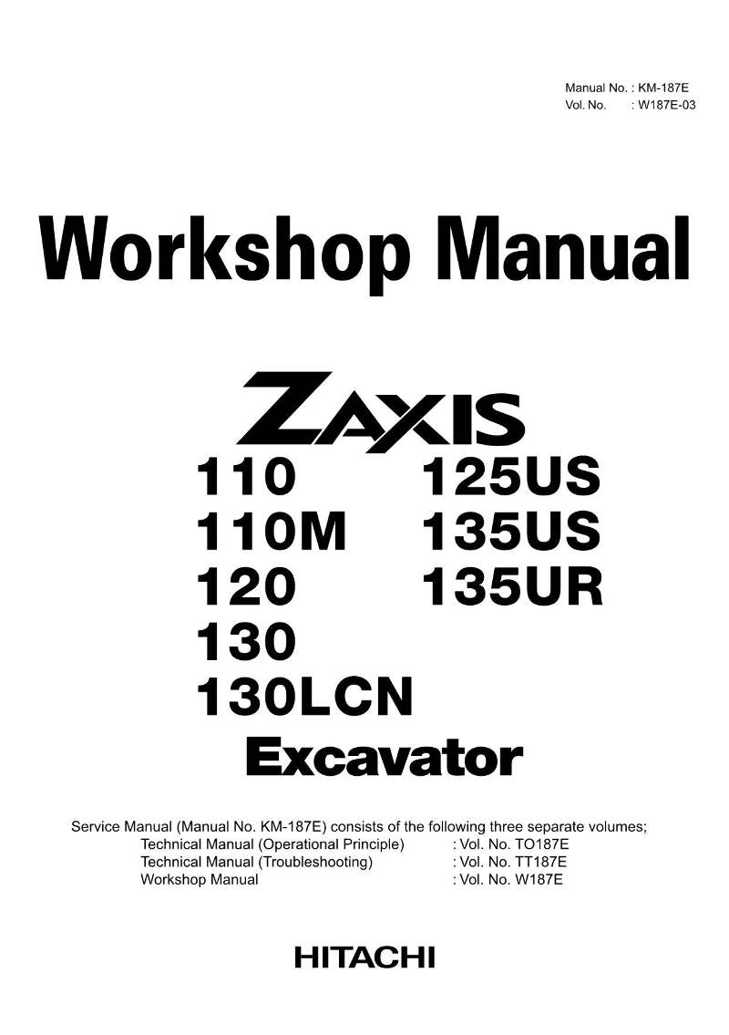 【N】 HITACHI ZAXIS ZX110 ZX110M ZX120 ZX130 Excavator Workshop