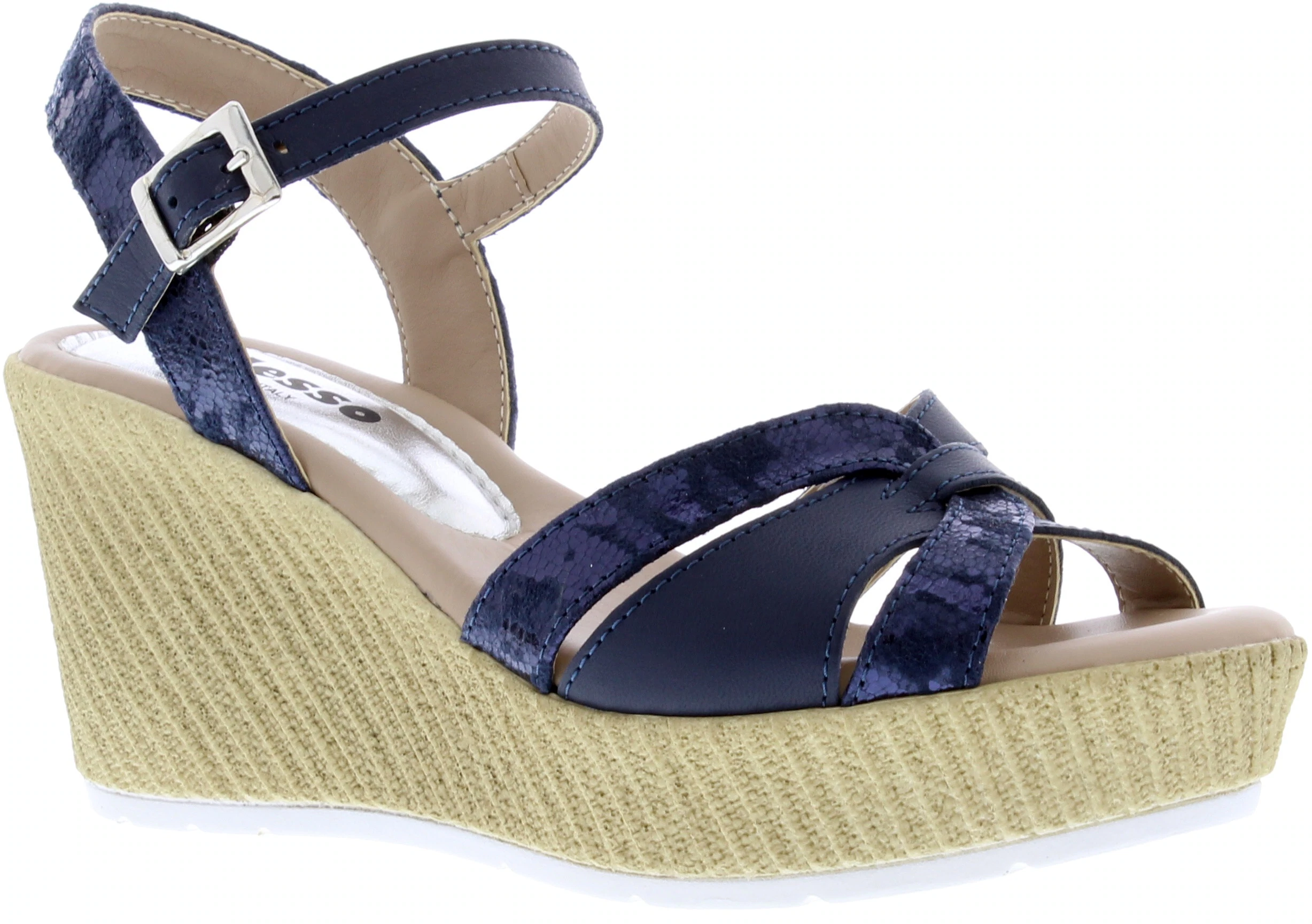 navy leather wedge shoes