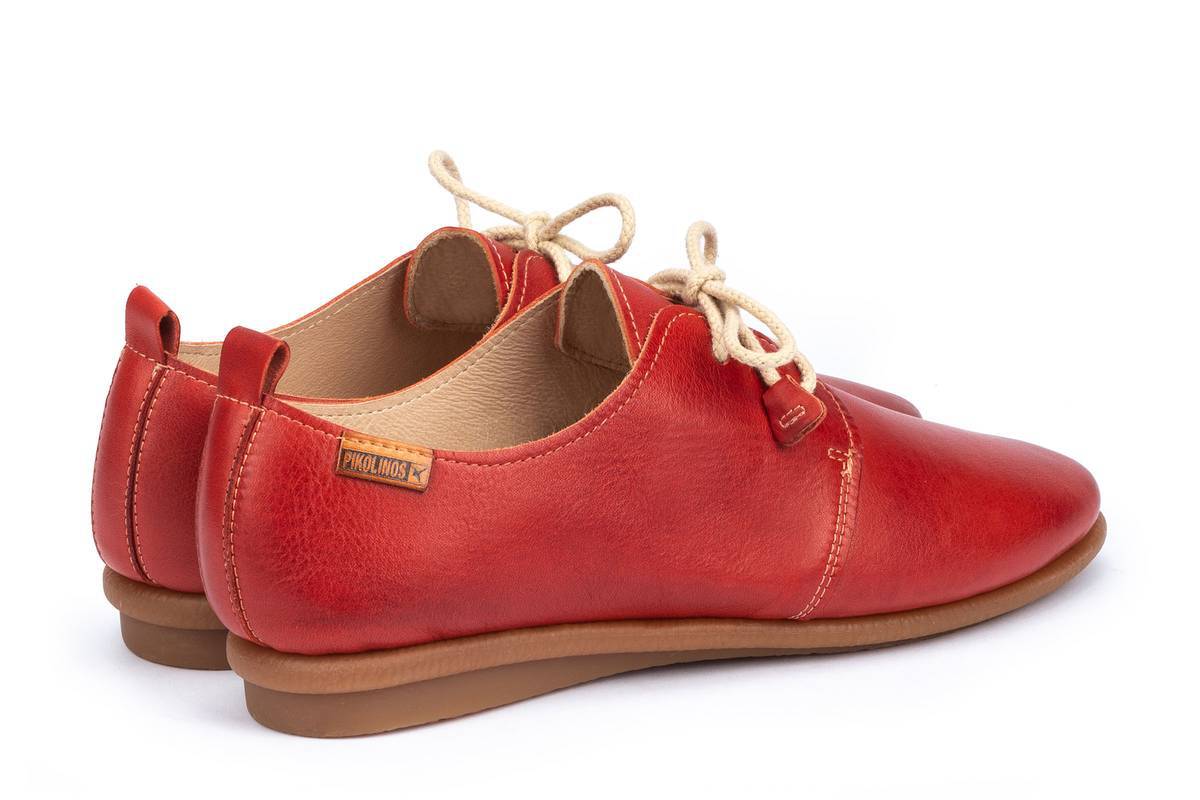 red leather lace up shoes