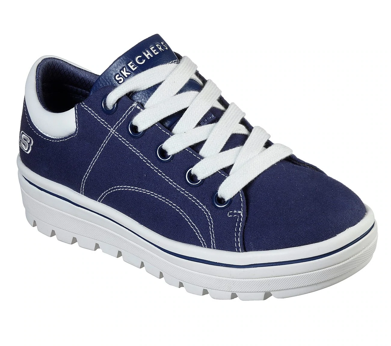 ladies navy blue leather trainers