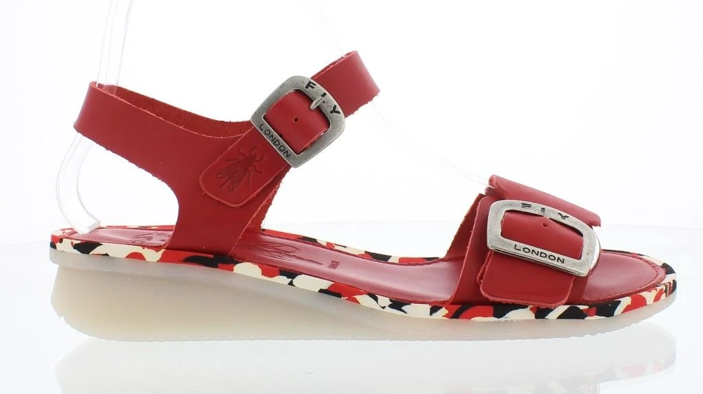 ladies red leather sandals