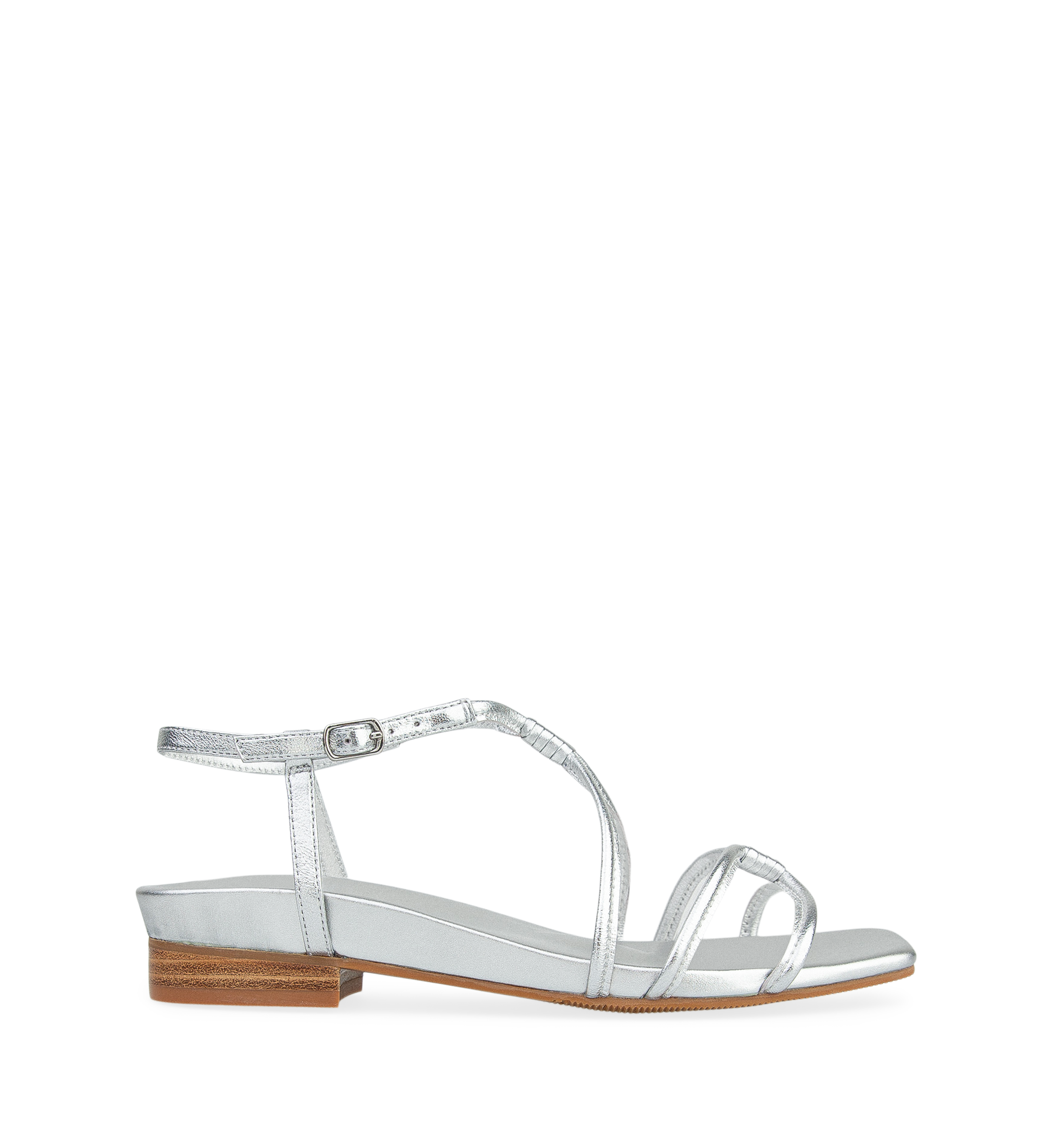 Bared Footwear Munia Silver Leather Flat Sandals Size 35 New With Tags #802