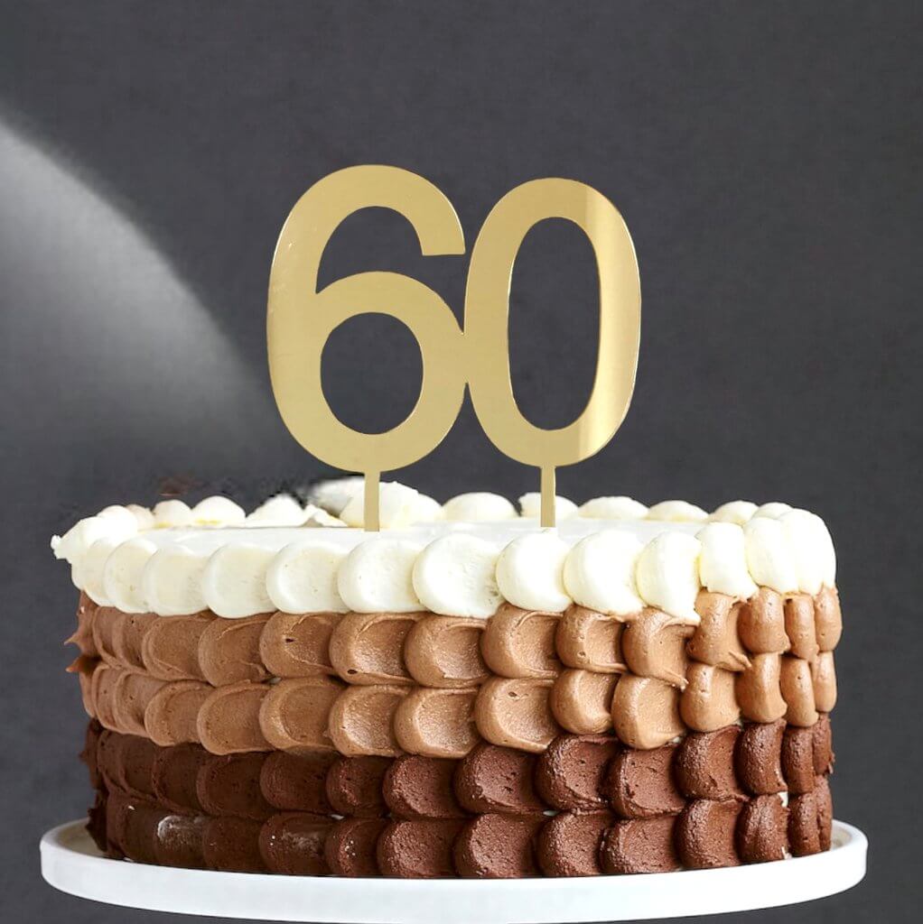 Sodasos Happy 70th Birthday Acrylic Cake Topper - Gold Mirror Finish - Reusable Party Decoration