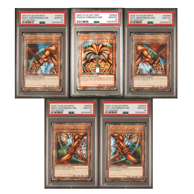 PSA 10 Yugioh Complete Exodia Set Quarter Center Secret Rare