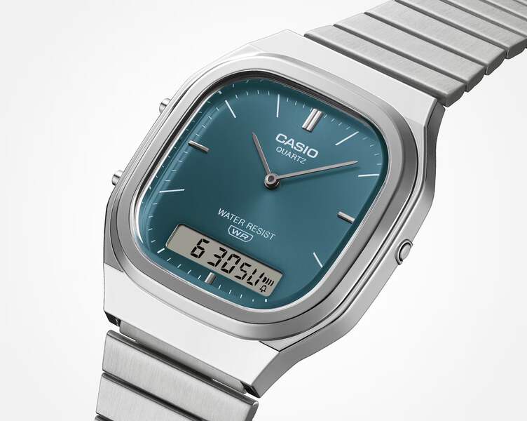 CASIO AQ-240E-3A AQ240E-3A A/D QUARTZ TEAL GREEN DIAL WATCH | eBay
