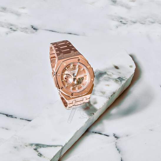 値下げしました！G-SHOCK GA-2100 ローズゴールド Casio GA-2100 G-Shock Watch – Rose Gold Metal w/ Bracelet Mod