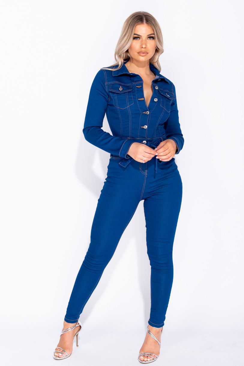 bright blue jumpsuit