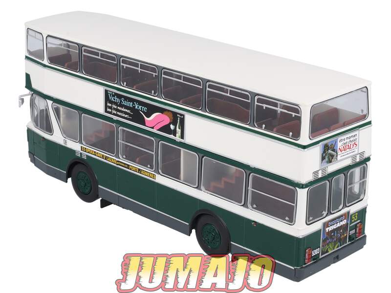 Miniature Berliet Bus à étage PCMR-E 1/43 - RATP 1966 - Collection Hachette N°83