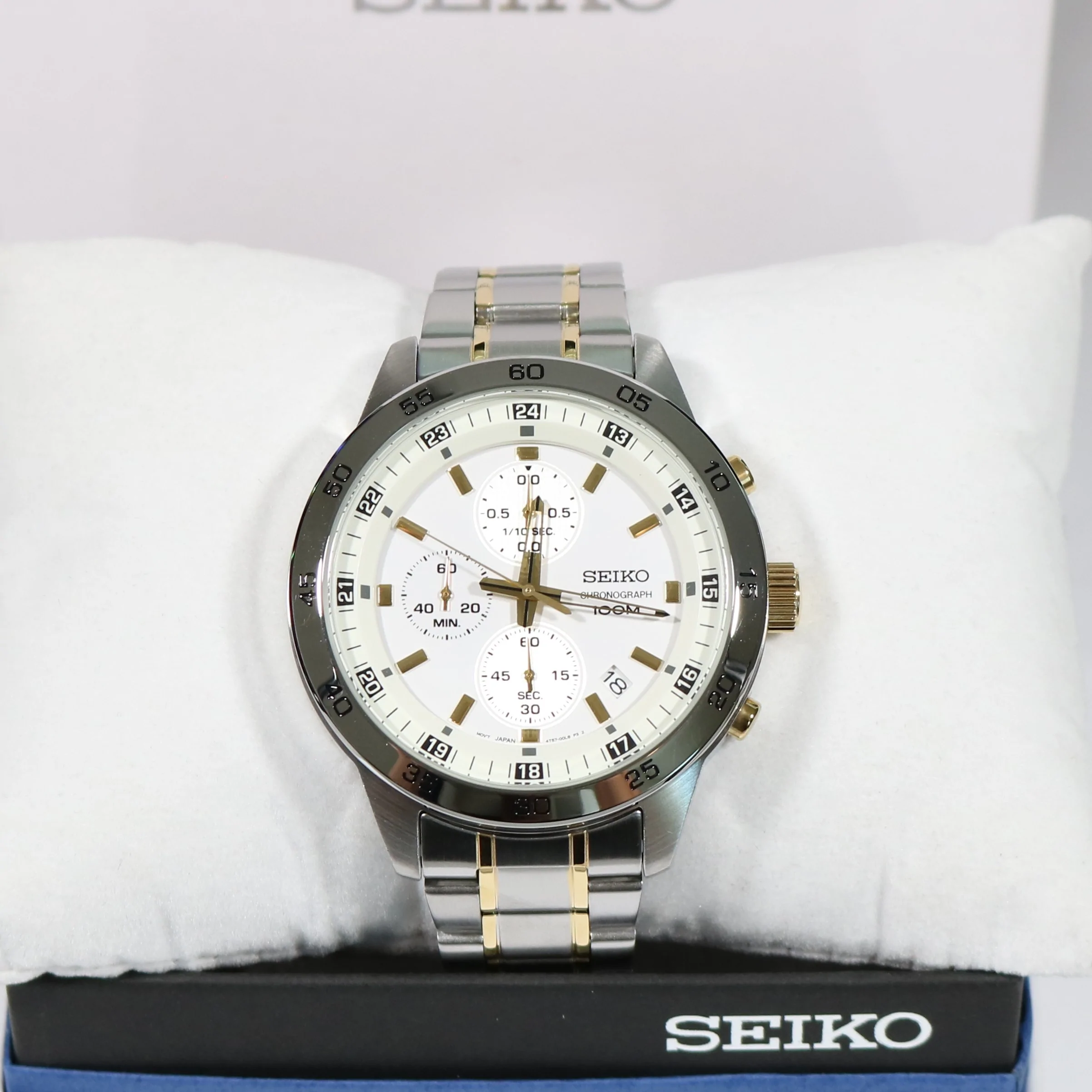Seiko Chronograph White Dial Two Tone Stainless Steel Men's Watch SKS643P1  4954628228758 | eBay