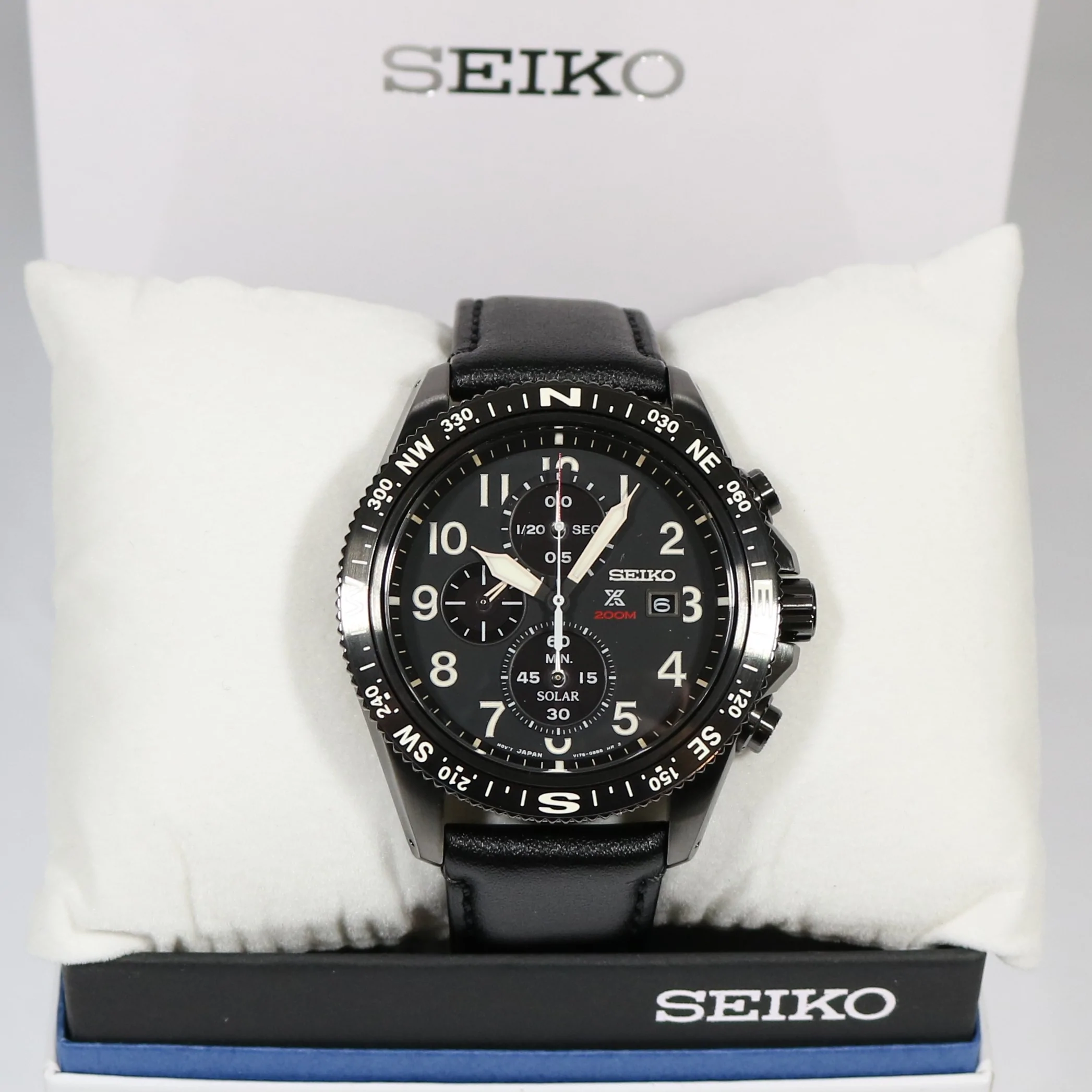 Seiko Prospex Land Solar Chronograph Men's Black Leather Strap Watch  SSC707P1 4954628227928 | eBay