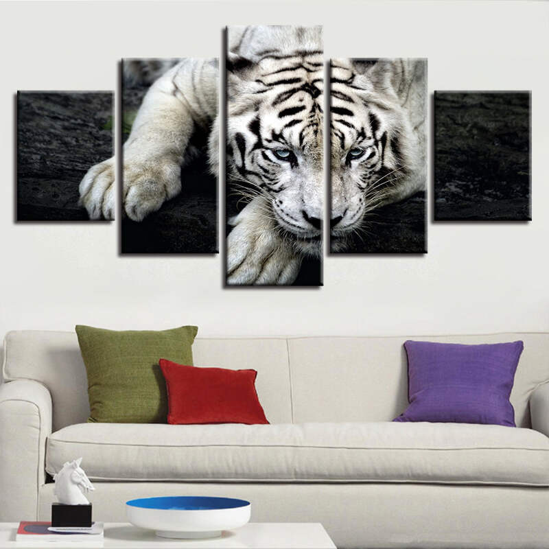 White Tiger Canvas Art Print For Wall Decor Painting Ebay