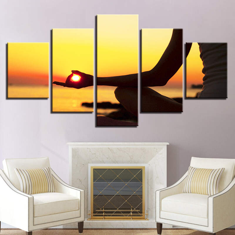 Seaside Yoga Canvas Art Print For Wall Decor Painting Ebay
