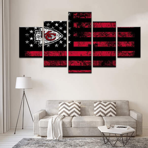 Kansas City Chiefs Sports Flag Canvas Art Print For Wall Decor
