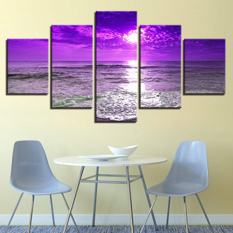 Purple Sunset Canvas Art Print For Wall Decor And Painting Of