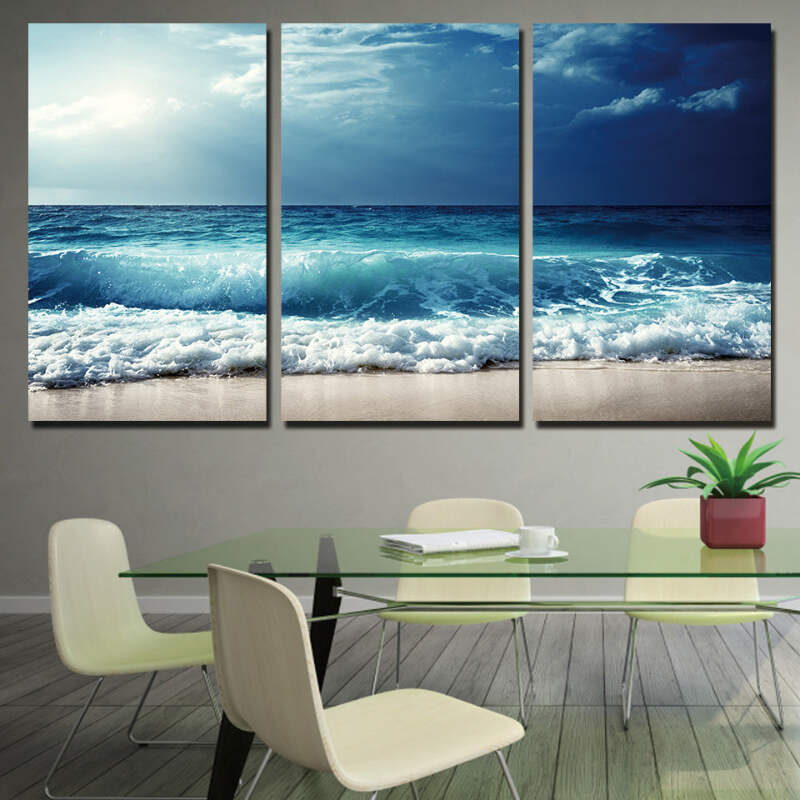 Blue Sky And Sea Canvas Art Print For Wall Decor And Painting Of