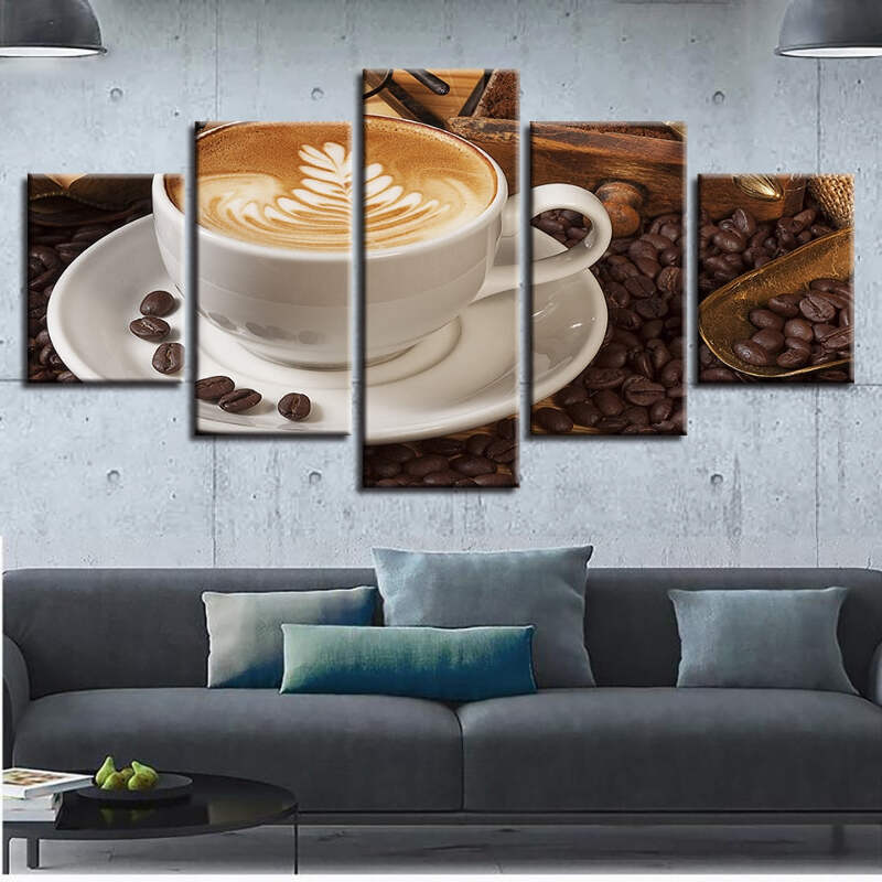 Six Coffee Beans Canvas Wall Art Print For Cafe And Kitchen Decor