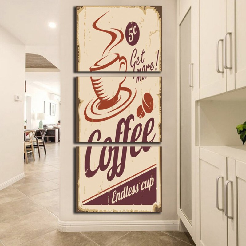 Vintage Coffee Sign Canvas Wall Art Print For Cafe And Kitchen