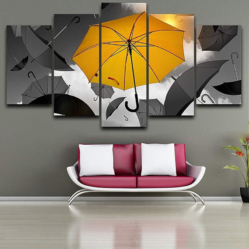 Yellow Umbrella Canvas Art Print For Wall Decor And Painting Of