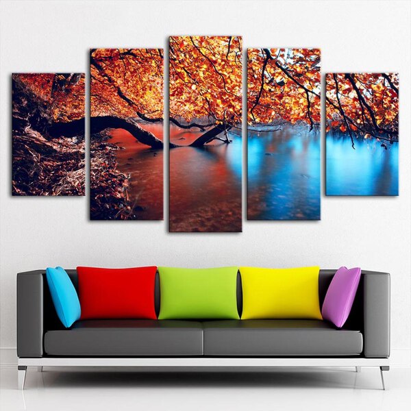 Autumn Leaves Canvas Art Print For Wall Decor And Painting Of Scenic View Landsc Ebay