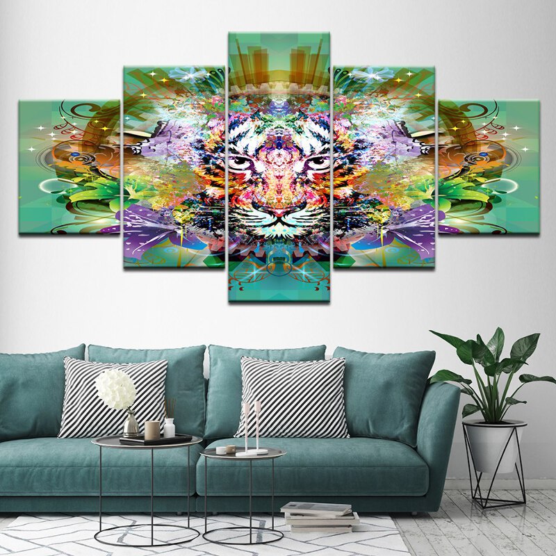 Tiger Psychedelic Canvas Wall Art Print For Wall Decor Painting Ebay