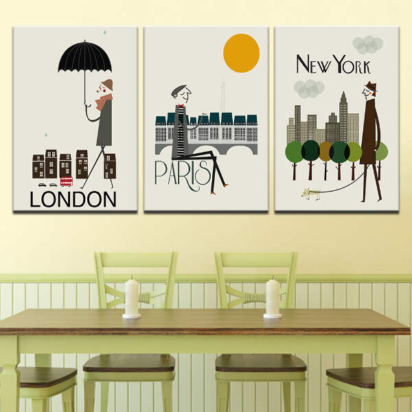 London Paris New York Canvas Wall Art Decor Of Creative And Modern Art Ebay