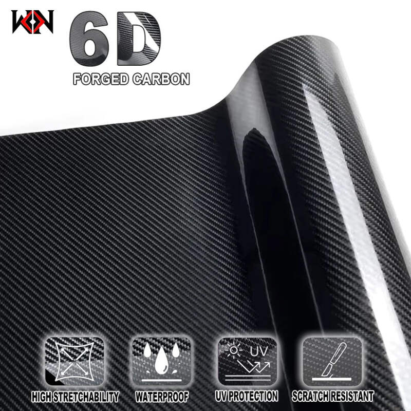 6D Carbon Fiber Vinyl Foil Film Ultra Gloss Waterproof Decoration Film Auto Wrap Sticker for Laptop Phone Case Motorcycle